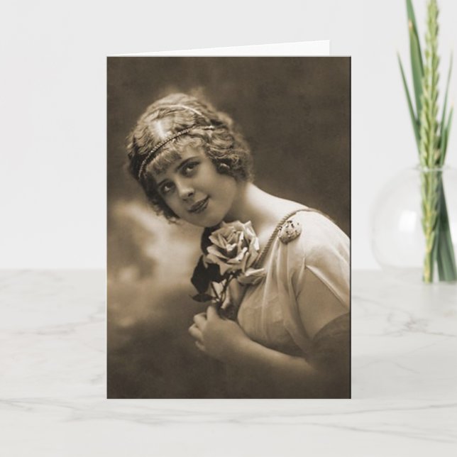 pretty girl with a rose card (Front)