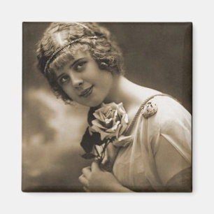 pretty girl with a rose magnet