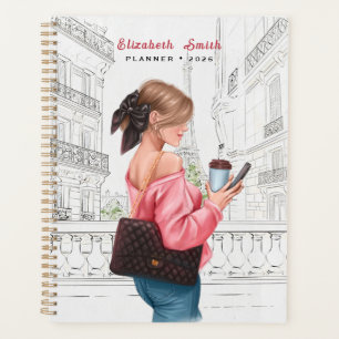 Pretty Girl with Coffee in Paris Planner