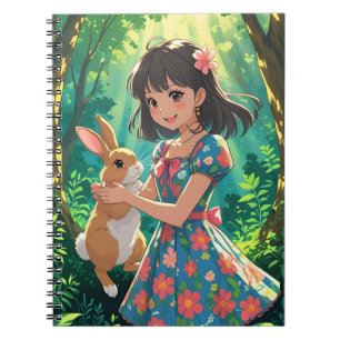 Pretty Girl with her Bunny Notebook