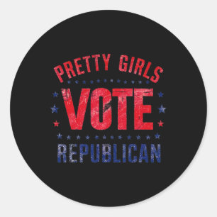 Pretty Girls Vote Republican American Patriotic El Classic Round Sticker