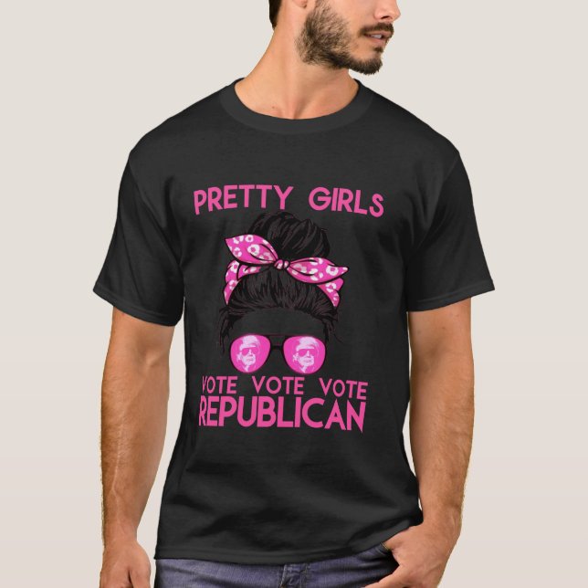 Pretty Girls Vote Republican Conservative patrioti T-Shirt (Front)