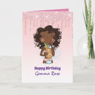 Pretty Girly Black Girl Birthday - Lots of Themes Card