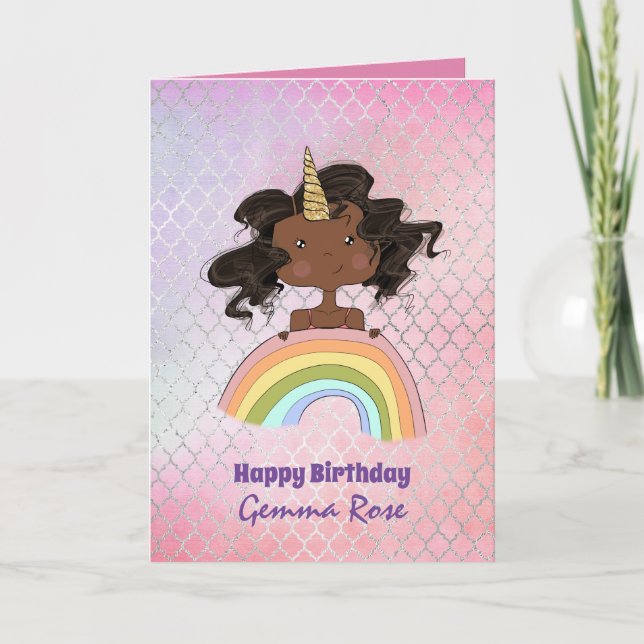 Pretty Girly Black Girl Birthday - Lots of Themes Card (Front)