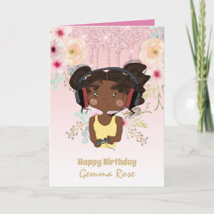 Pretty Girly Black Girl Birthday - Lots of Themes Card