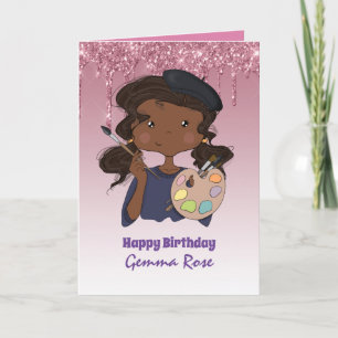 Pretty Girly Black Girl Birthday - Lots of Themes Card