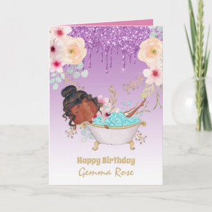 Pretty Girly Black Girl Birthday - Lots of Themes Card