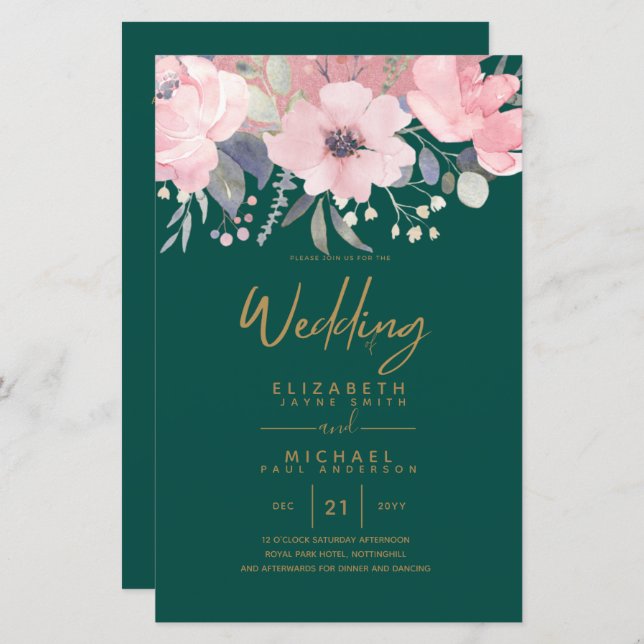 Pretty Girly Budget Rosegold Blush Pink Floral A9 (Front/Back)