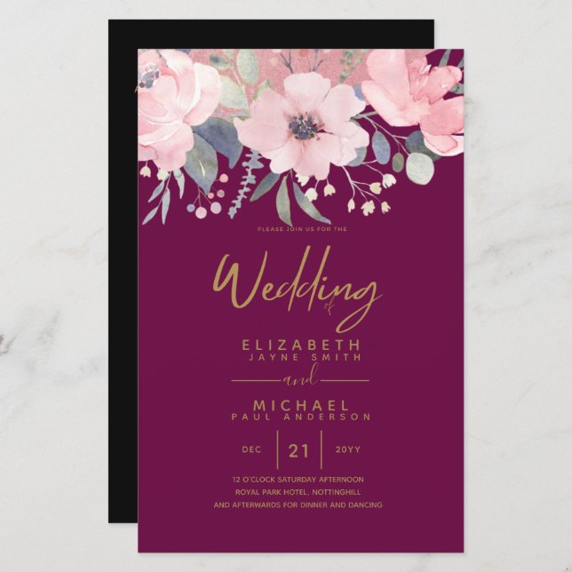 Pretty Girly Budget Rosegold Blush Pink Floral A9 (Front/Back)