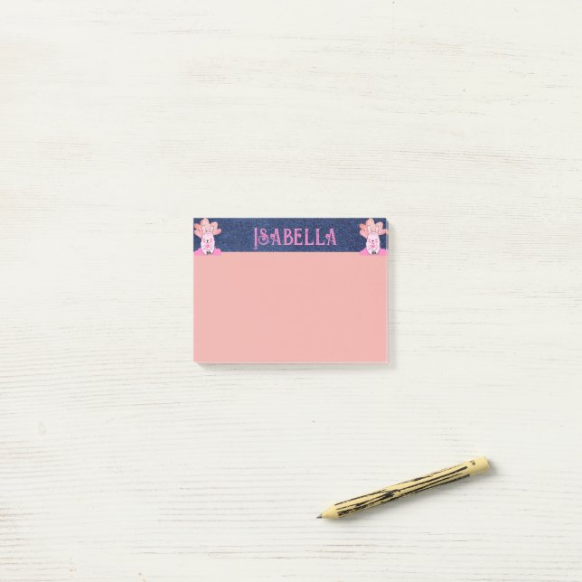 Pretty Girly Cat Personalised Stationery With Name Post-it Notes (On Desk)