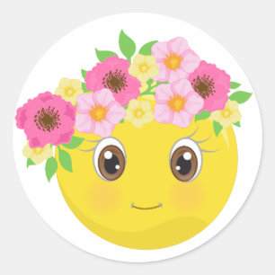 Pretty Girly Emoji With Flowers Stickers