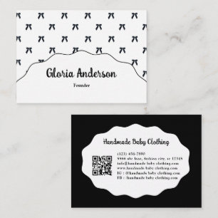 Pretty Girly Feminine Black White Bow Pattern Business Card