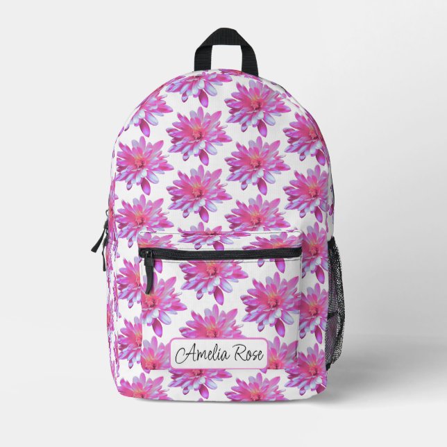 Pretty girly floral pattern cute daisy  printed backpack (Front)