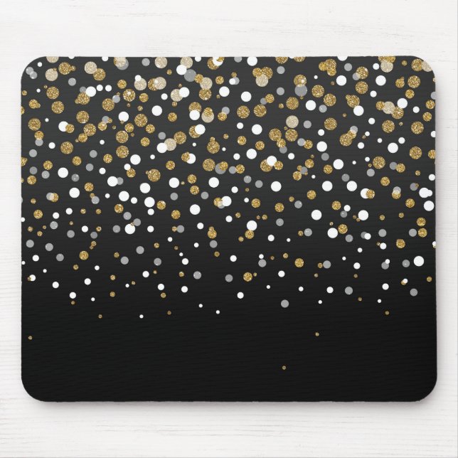Pretty Girly Gold Glitter Dots Illustration Mouse Pad (Front)