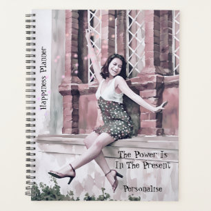 Pretty Girly Happiness Quote Pink Journal  Planner