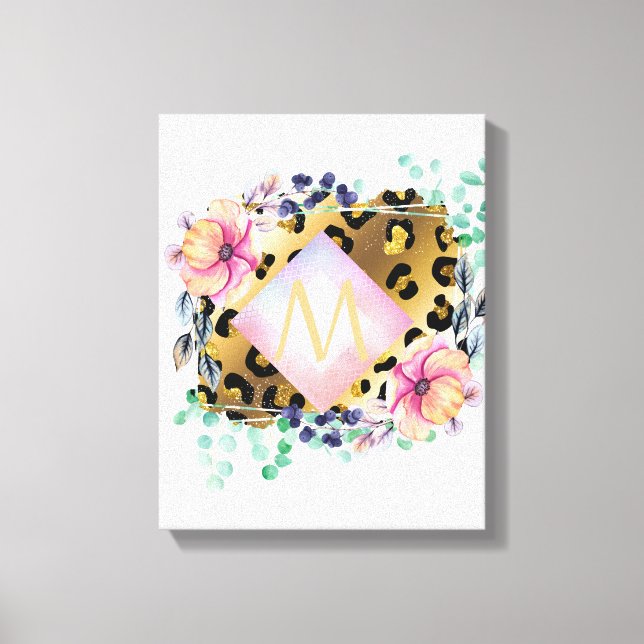 Pretty Girly Leopard Print Gold Pink Monogrammed (Front)
