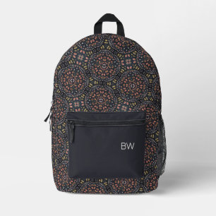 Pretty Girly Mandala Pattern Monogram Initials Printed Backpack