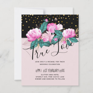 Pretty Girly Pink Black Gold Wedding