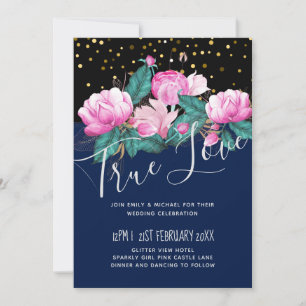 Pretty Girly Pink Black Gold Wedding