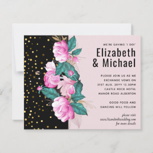 Pretty Girly Pink Black Gold Wedding