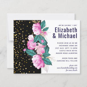 Pretty Girly Pink Black Gold Wedding