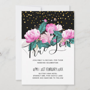 Pretty Girly Pink Black Gold Wedding