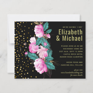 Pretty Girly Pink Black Gold Wedding