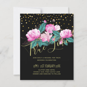 Pretty Girly Pink Black Gold Wedding