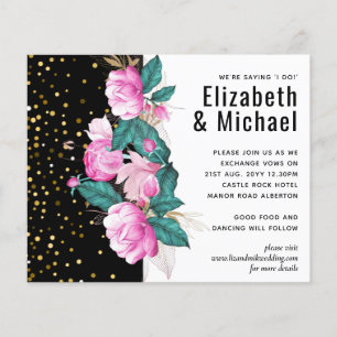 Pretty Girly Pink Black Gold Wedding