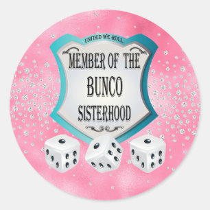 Pretty Girly Pink Bunco Dice Classic Round Sticker