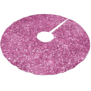 Pretty Girly Pink Glitzy Glitter Sparkle Brushed Polyester Tree Skirt