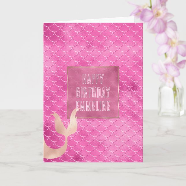 Pretty Girly Pink Mermaid  Card (Orchid)
