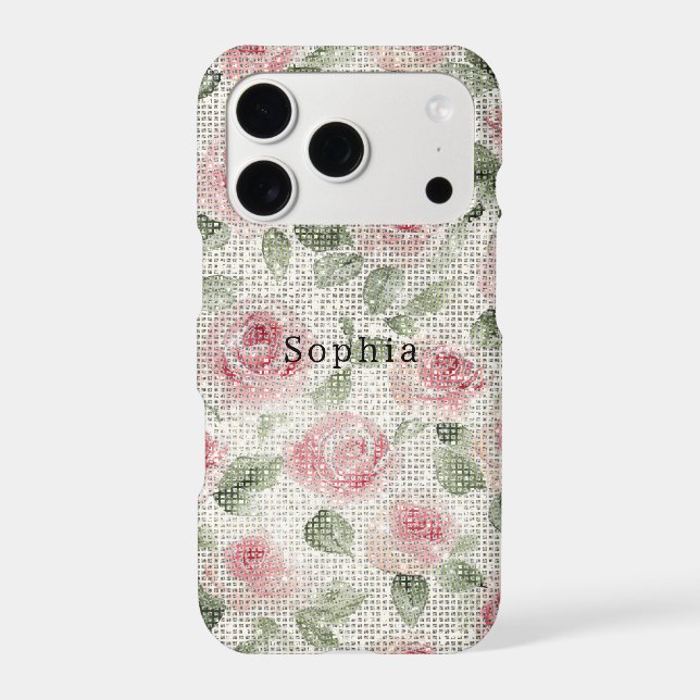 Pretty Girly Pink Sparkle Roses Floral (Back)