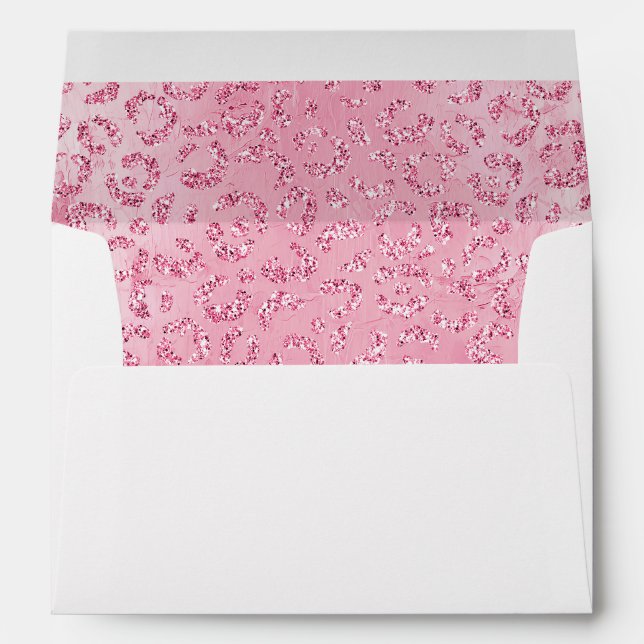 Pretty Girly Sugar Pink Glitter Leopard Envelope (Back (Bottom))