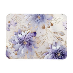 Pretty Glam Gold Purple Pearl White Floral Magnet