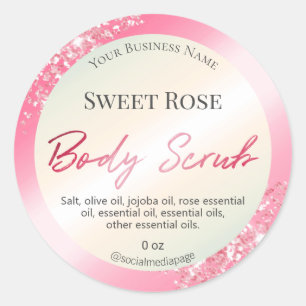 Pretty Glam Pink Glitter Body Scrub Labels