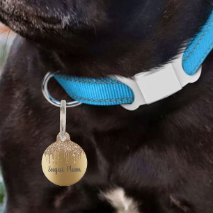 Pretty Glitter Drips Pet Dog Cat Lost Id Tag