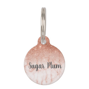 Pretty Glitter Ombre Pet Dog Cat Lost Id Rose Gold Pet Tag