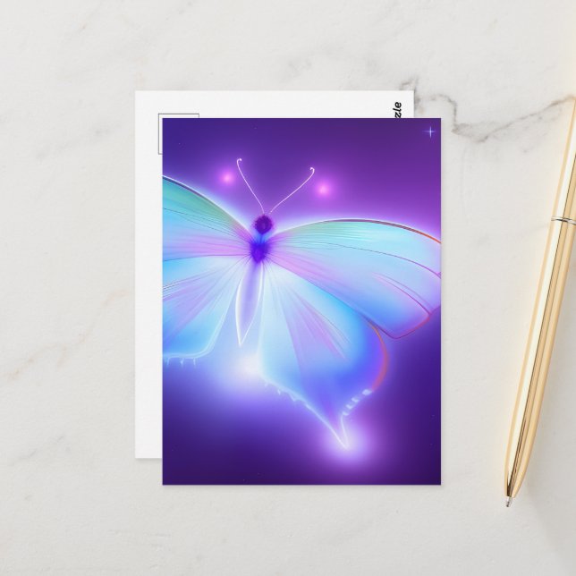 Pretty Glowing Butterfly Postcard (Front/Back In Situ)