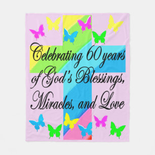 PRETTY GOD LOVING 60TH BIRTHDAY FLEECE BLANKET