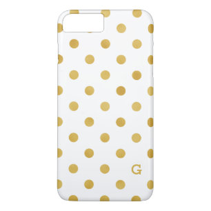 Pretty gold and white polka dots patterns monogram Case-Mate iPhone case