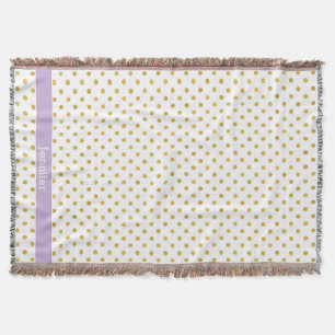 Pretty gold and white polka dots patterns monogram throw blanket