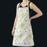 Pretty Gold Christmas Snowflakes on Winter White Apron<br><div class="desc">Mixed sized pretty yellow gold snowflakes are scattered throughout this Christmas seasonal pattern. This cute festive design with a crisp winter white background is sure to please any age and perfect for anyone who likes soft and delicate xmas patterns.</div>