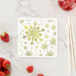 Pretty Gold Christmas Snowflakes on Winter White Napkin<br><div class="desc">Mixed sized pretty yellow gold snowflakes are scattered throughout this Christmas seasonal pattern. This cute festive design with a crisp winter white background is sure to please any age and perfect for anyone who likes soft and delicate xmas patterns.</div>