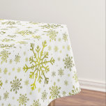 Pretty Gold Christmas Snowflakes on Winter White Tablecloth<br><div class="desc">Mixed sized pretty yellow gold snowflakes are scattered throughout this Christmas seasonal pattern. This cute festive design with a crisp winter white background is sure to please any age and perfect for anyone who likes soft and delicate xmas patterns.</div>
