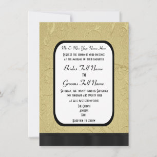 Pretty Gold damask formal wedding Invitation