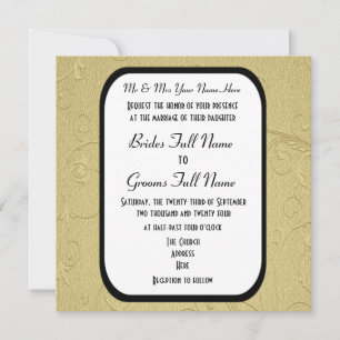 Pretty Gold damask formal wedding Invitation