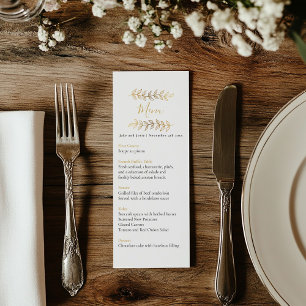 Pretty gold effect leaves wedding table menu