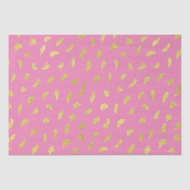 Pretty Gold Glam Pink Abstract Tissue Paper (Front)
