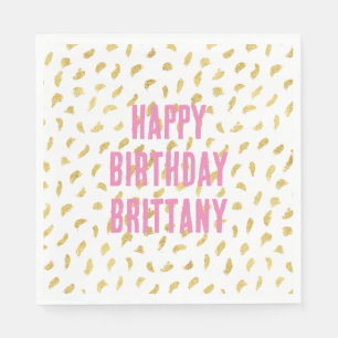 Pretty Gold Glam White Abstract Napkin